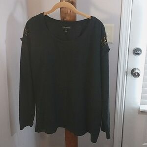 Lane Bryant Black Long Lined Modest Womens Beaded Long Sleeves Blouse Size 22/24